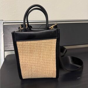 Raffia Mini Black and Tan Women's Handbag
